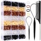 Laços de cabelo YGDZ Elastic 1500 unidades com caixa organizadora para todas as idades Laços de cabelo YGDZ Elastic 1500 unidades com caixa organizadora para todas as idades