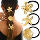 Laços de cabelo Yougeigy Gold Metal Elastic Ocean Design 3 peças