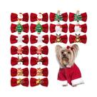 Laços De Natal Artesanais Para Cães Com Presilhas De Metal, Acessórios De Desenho Animado Para