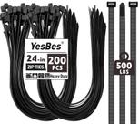 Laços de zíper YesBes 200 unidades Heavy Duty 24 polegadas 500 libras de tração