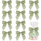Laços decorativos de cetim AIMUDI 11,5 cm, verde sálvia, 36 unidades