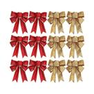 Laços Decorativos De Natal Com Glitter Brilhante Para Árvore De Natal, Guirlandas E Artesanato