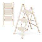Ladder GameGem 3 passos dobrável, capacidade de 150 kg, creme