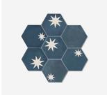 Ladrilhos hidraulicos hexagonal blue star light 20x23 cm e 1,50 cm espessura kit com 20 peças,