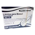 Lâmina de Bisturi Descartável em Aço de Carbono Número 21 (LABOR) - Caixa com 100 Unidades