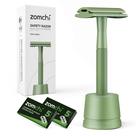 Lâmina de segurança ZOMCHI Double Edge com 10 lâminas e suporte verde samambaia