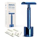 Lâmina de segurança ZOMCHI Double Edge com suporte + 10 lâminas azul