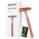 Lâmina de segurança ZOMCHI para homens e mulheres + 5 lâminas em ouro rosa