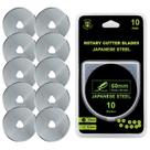 Lâminas de corte rotativas Headley Tools 60 mm, pacote com 10 unidades para Olfa Fiskars
