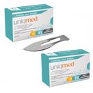 Laminas para bisturi aço carbono n23 kit 2cx uniqmed tamanho:n23