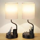 Lamp Fenmzee: conjunto de 2 lâmpadas de mesa de cabeceira USB AC Outlet Lamp Fenmzee: conjunto de 2 lâmpadas de mesa de cabeceira USB AC Outlet