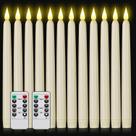 Lamp Hanzim Flameless LED Taper Candles 23 cm, pacote com 12 unidades, marfim