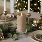 LAMP Luminara Vela LED Gold Glitter de 3 x 6,5" sem chama