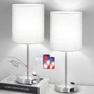 Lamp Lynnoland Touch Grey: conjunto de lâmpadas de mesa, portas USB, tomada AC