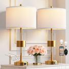 Lamp QiMH: conjunto de 2 candeeiros de mesa dourados com portas USB