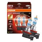 Lâmpada Automotiva h11 Osram Night Breaker 220 12V 55W Farol Até 220% Mais Brilho - Par