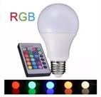 Lâmpada Colorida Led Rgb E27 Bulbo 3 Bivolt Controle Remoto