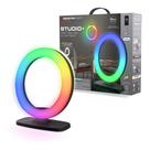 Lâmpada de anel inteligente Monster Studio + e kit de vlogging de LED, inclui suporte para tripé/suporte para telefone entre acessórios, iluminação LED multicolor/branca personalizável com aplicativo para download, modo de relógio LED colorido
