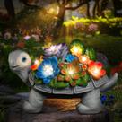 Lâmpada de estátua de tartaruga solar Linkax Outdoor Garden Decor