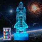 Lâmpada de ilusão 3D POSSHE Space Shuttle Night Light com controle remoto