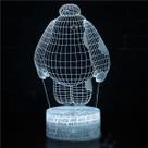 Lâmpada de ilusão LED 3D com luz noturna Cute Baymaxs Anime