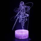 Lâmpada de ilusão LED 3D Night Light Attack on Titan Levi Anime