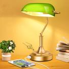 Lâmpada de mesa Brightever Bankers com 2 portas USB de vidro verde