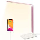 Lâmpada de mesa HMFUNTM Led com carregamento USB, 5 modos de cores, rosa