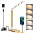 Lâmpada de mesa LED Dott Arts com portas USB, 5 modos de cores, dourado