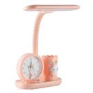 Lâmpada de mesa LED e despertador para crianças, design de coelho rosa