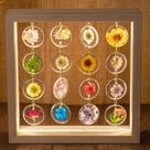 Lâmpada de mesa LED SMUK com flores secas, moldura de madeira, tridirecional