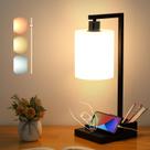 Lâmpada de quarto Iporovon com 3 temperaturas de cor, portas USB e tomada