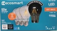 Lâmpada EcoSmart 60W LED Soft White Vintage A19, pacote com 4