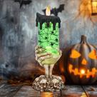 Lâmpada Eldnacele Halloween Snow Globe Candle Spinning Decor Lâmpada Eldnacele Halloween Snow Globe Candle Spinning Decor