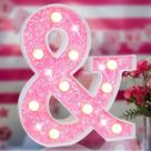 Lâmpada Elnsivo Pink Glitter LED Letter Light alimentada por bateria