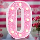 Lâmpada Elnsivo Pink Glitter LED Letter Light alimentada por bateria