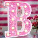 Lâmpada Elnsivo Pink Glitter LED Letter Light Bateria