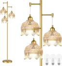 Lâmpada ILLMTW Luminária de piso de vidro dourado 3 luzes ajustáveis