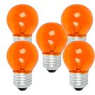 Lâmpada Incandescente Bolinha - 15w 220v - Laranja - Kit C/5