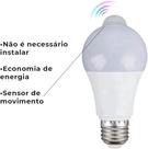 Lâmpada Inteligente LED 12W com Sensor de Movimento Bivolt 110/220V Branca LINHA QUALIDADE PREMIUM