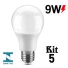 Lampada Led 9w Bulbo Kit 5 unidades E27 Bivolt 6500K Branco Frio