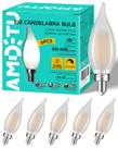 Lâmpada LED AMDTU E12 Tipo C 5000K 4W 400lm regulável, pacote com 6