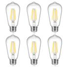 Lâmpada LED Ascher Vintage Edison 6W 2700K E26, não regulável, pacote com 6