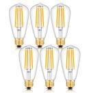 Lâmpada LED CrLight 8W regulável Edison ST64 3200K branca macia, pacote com 6 unidades