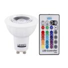 Lampada led dicroica rgb com controle 3w gu10