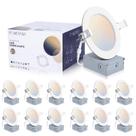 Lâmpada LED embutida POWERASIA, pacote com 12, 10 cm, 9W, 5CCT, regulável Lâmpada LED embutida POWERASIA, pacote com 12, 10 cm, 9W, 5CCT, regulável