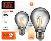 Lâmpada Led Filamento Retro A60 Ambar Black+decker 3w 2200k