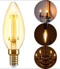 Lâmpada LED Filamento Vela E14 4W Âmbar 2200K Decorativa Retrô