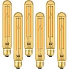 Lâmpada LED Leools Amber T10 8W E26 2700K regulável, pacote com 6
