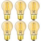 Lâmpada LED Leools Dimmable E26 Amber 6W 600LM 2700K A15, pacote com 6
